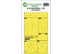 Art Scale Kit M32033 B-25J Mitchell One-Sided Mask for HK Models 1/32
