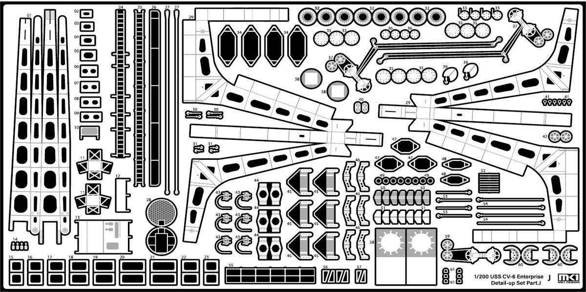 MK1 Design MD-20022 USS CV-6 Enterprise DX with Full Wooden Deck for Trumpeter 1/200 – immagine 79
