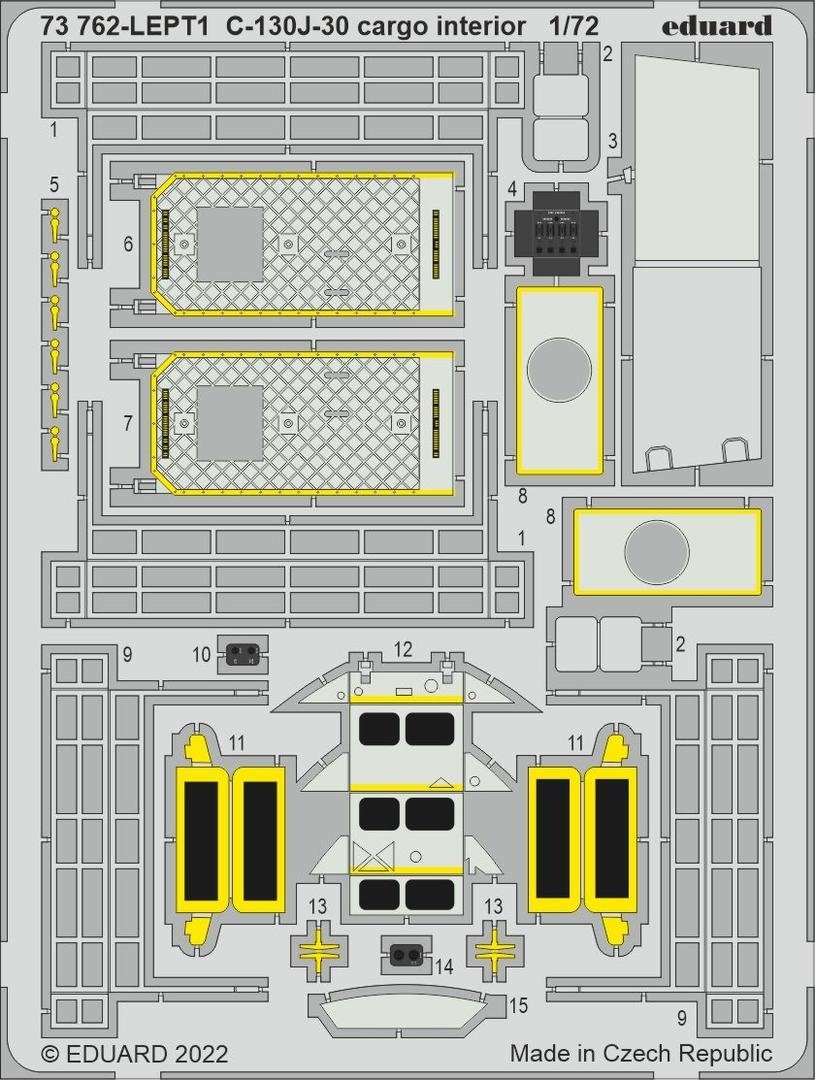 Eduard 73762 C-130J-30 cargo interior ZVEZDA 1/72