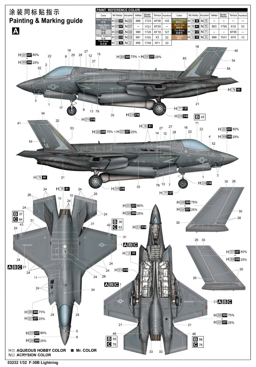 Trumpeter 03232 F-35B Lightning 1/32 – imagen 3