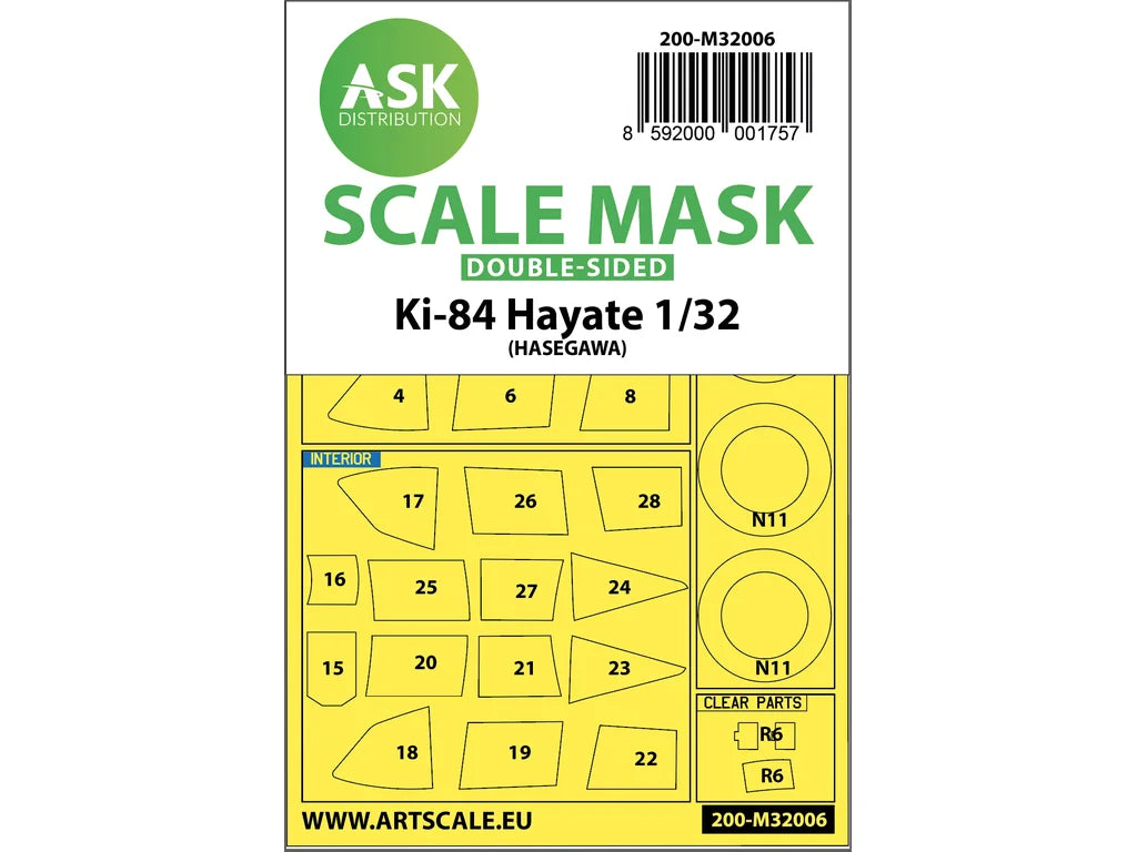 Art Scale Kit M32006 Nakajima Ki-84 Hayate Double-Sided Express Mask for Hasegawa 1/32