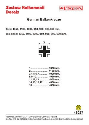 Techmod 48027 - German Luftwaffe Balkenkreuze 1/48 – zdjęcie 2