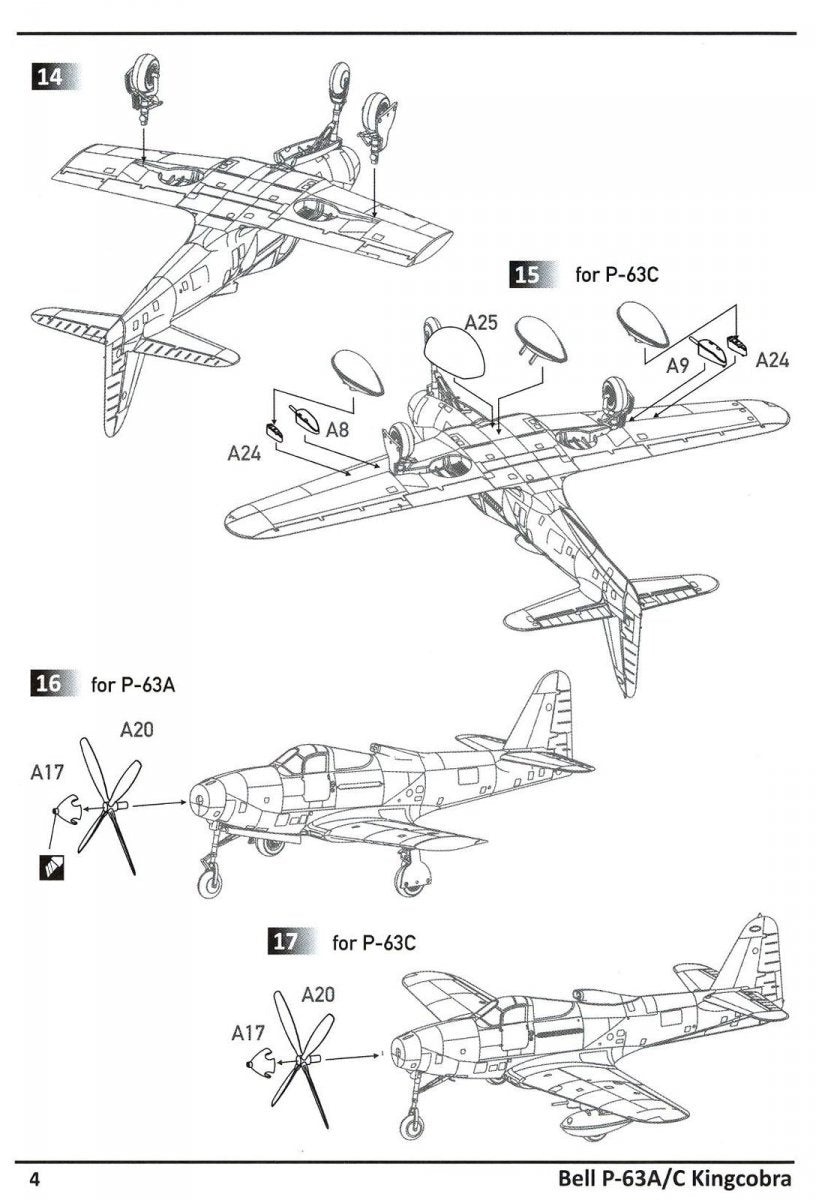 Dora Wings 14401 BELL P-63A P-63C KINGCOBRA Fighter DOUBLE KIT 1/144 – immagine 4