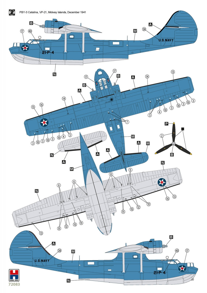 Hobby 2000 72083 Consolidated PBY-3 Catalina ( ACADEMY + CARTOGRAF + MASKI ) 1/72