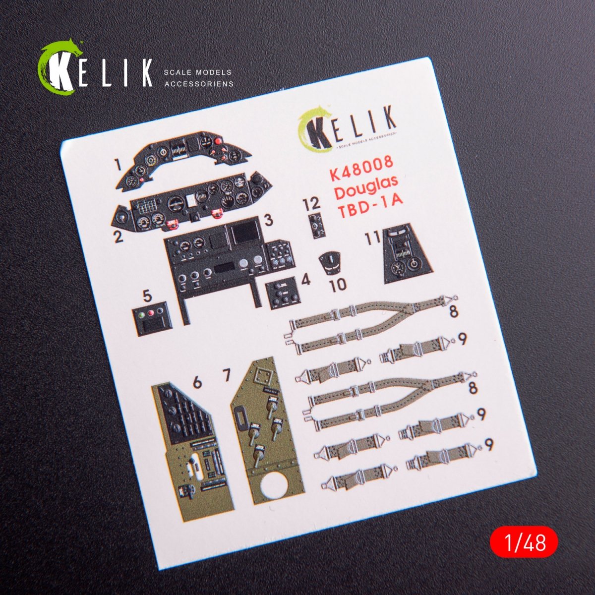 KELIK K48008 TBD-1A DOUGLAS INTERIOR 3D DECALS FOR GREAT WALL HOBBY KIT 1/48 – immagine 2