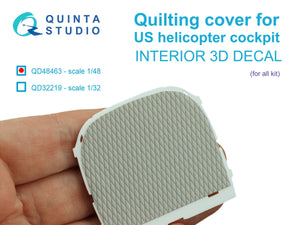 Quinta Studio QD48463 Quilting cover for US helicopter cockpit. 3D-Printed coloured Interior on decal paper (All kits) 1/48