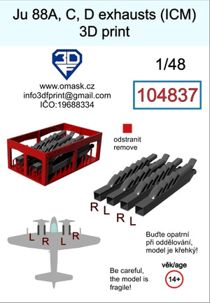 Omask 104837 Ju 88 A/C/D exhaust 3D print (for ICM) 1/48 – immagine 2