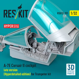 RESKIT RSU32-0191 A-7E Corsair II late cockpit (Hyperdetailed edition) for Trumpeter kit (3D Printed) 1/32