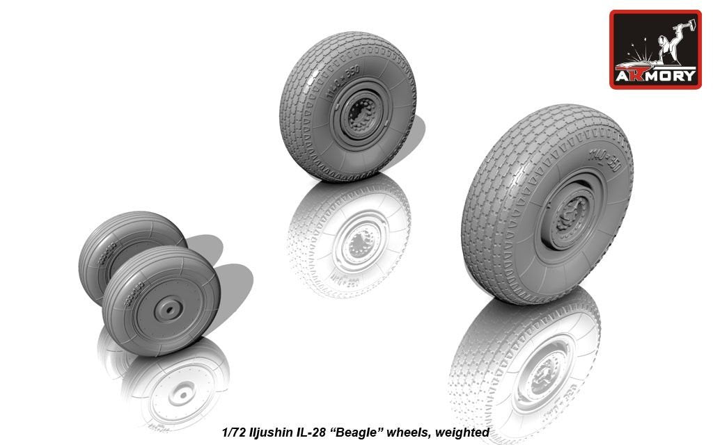 Roues Armory Models AW72040 Iljushin IL-28 Beagle, lestées au 1/72