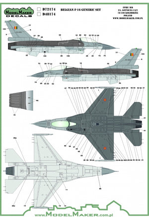 ModelMaker Decals D48174 Belgian f-16 insignias &amp;amp; stencils-generic set 1/48 – immagine 2