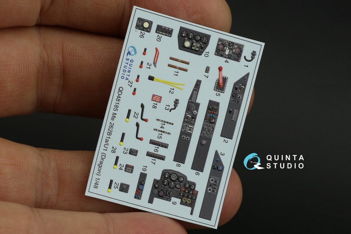 Quinta Studio QD48185 Me 262B-1a/U1 3D-Printed &amp;amp; coloured Interior on decal paper (for Dragon ) 1/48 – immagine 4