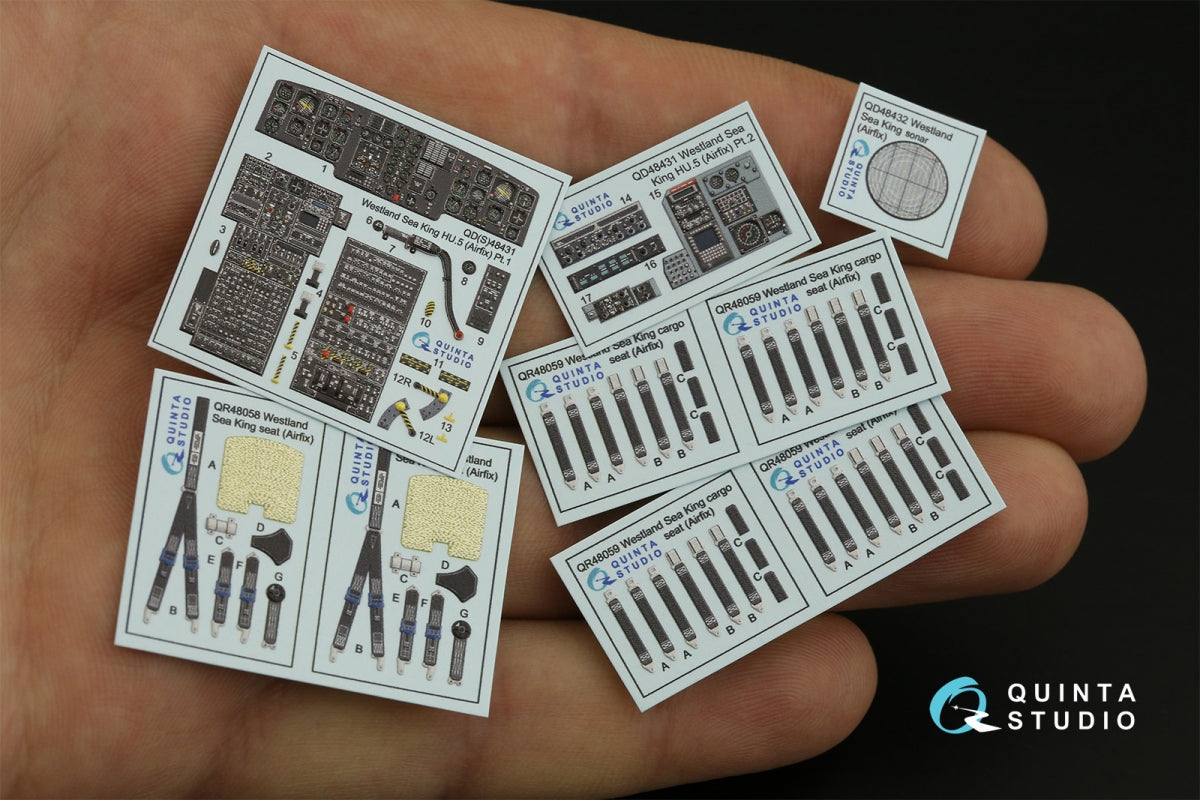 Quinta Studio QD48431 Westland Sea King HU.5 3D-Printed &amp;amp; coloured Interior on decal paper (Airfix) 1/48 – imagen 3