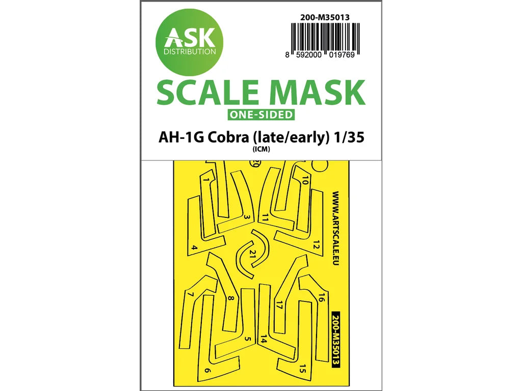 Art Scale Kit M35013 AH-1 G Cobra (Early/Late) One-Sided Express Fit Painting Mask for ICM 1/35