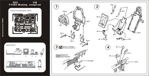 Aires 4223 P-51B/C Mustang cockpit set 1/48 TAMIYA – immagine 2