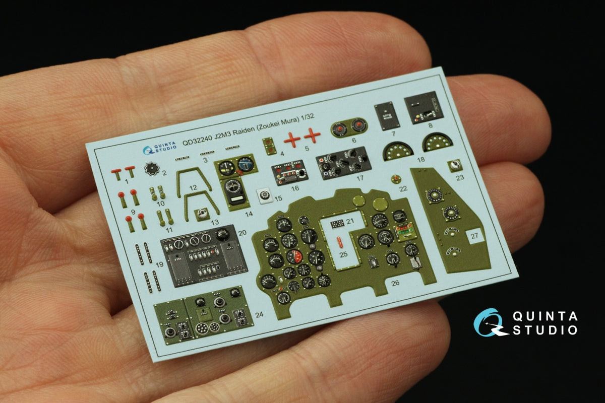Quinta Studio QD32240 Mitsubishi J2M3 Raiden 3D-Printed &amp;amp; coloured Interior on decal paper (Zoukei Mura) 1/32 – zdjęcie 4