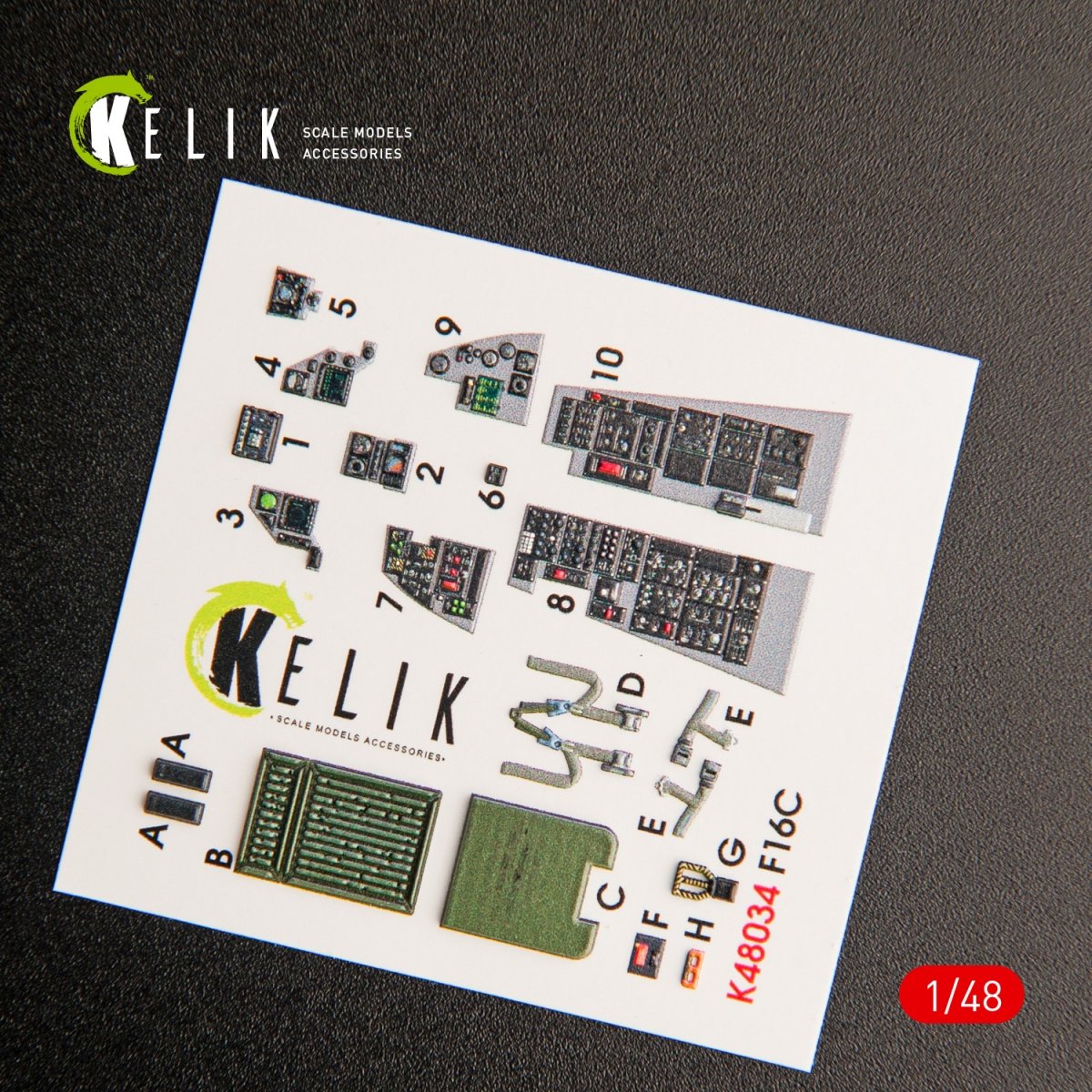 KELIK K48034 F-16C &amp;quot;FIGHTING FALCON&amp;quot; INTERIOR 3D DECALS FOR KINETIC KIT 1/48 – immagine 2