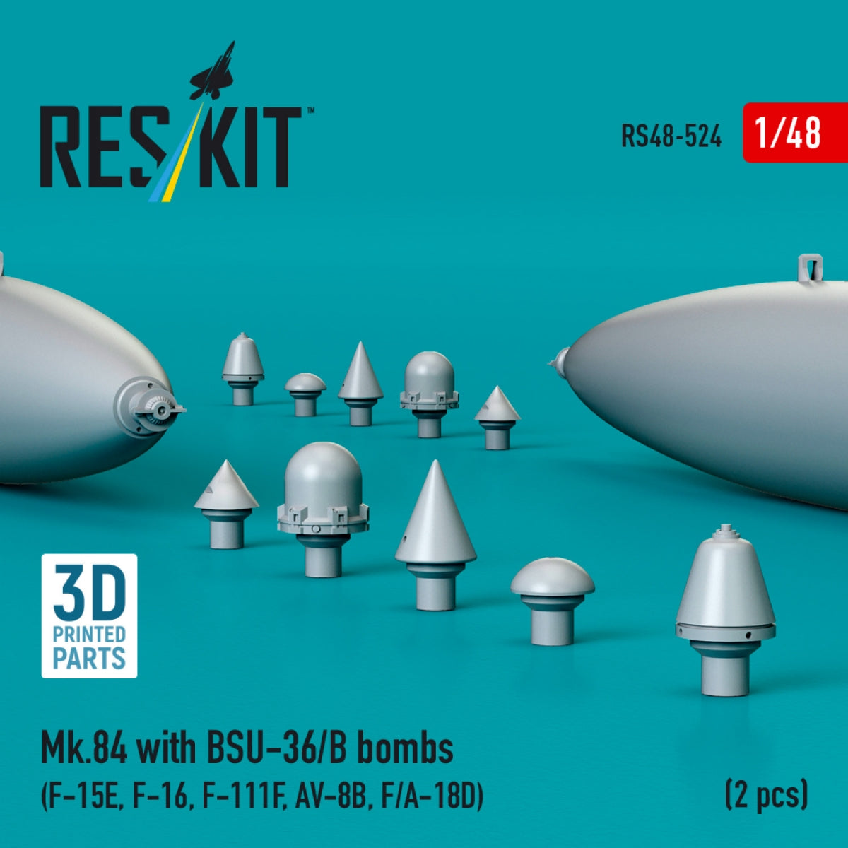 RESKIT RS48-0524 Mk.84 with BSU-36/B bombs (2 pcs) 3D Printed) 1/48 – immagine 2