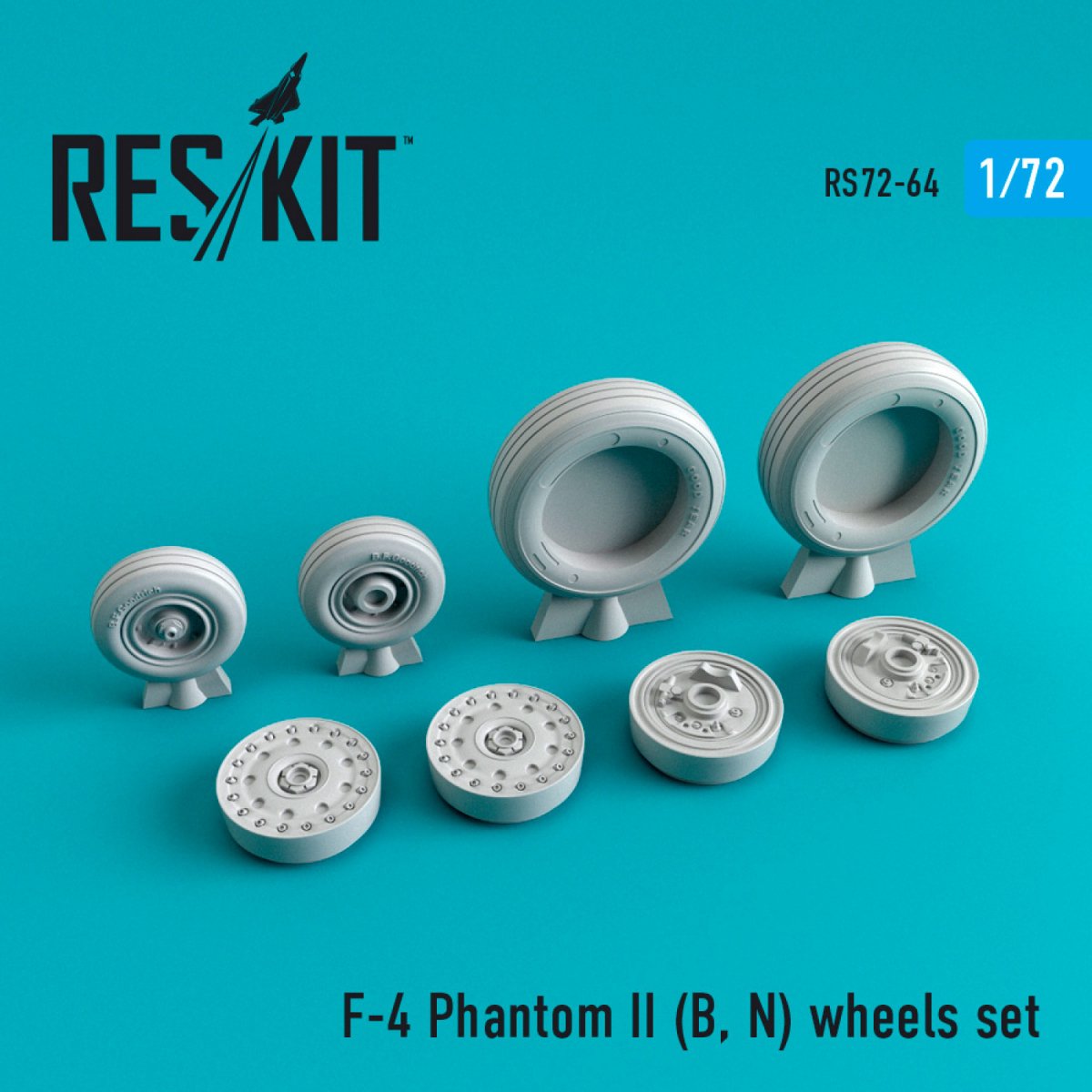RESKIT RS72-0064 F-4 (B,N) &amp;quot;PHANTOM II&amp;quot; WHEELS SET 1/72