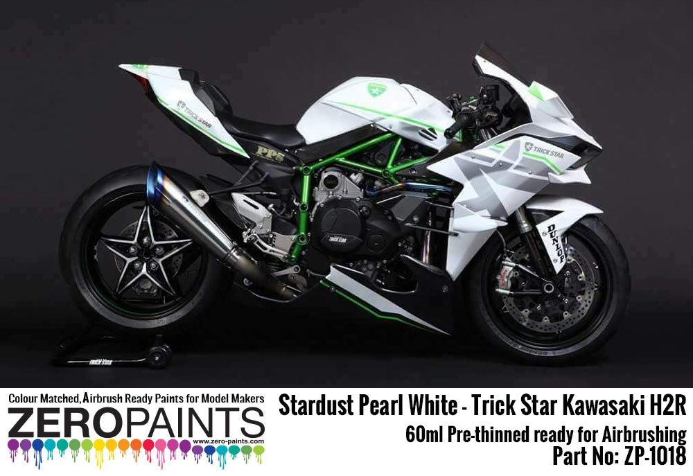 Zero Paints ZP-1018 Trick Star Kawasaki H2R Stardust Pearl White Paint 60ml – immagine 2