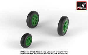 Armory Models AW32010 Mikoyan MiG-21 Fishbed wheels w/ weighted tires, mid 1/32 – immagine 3