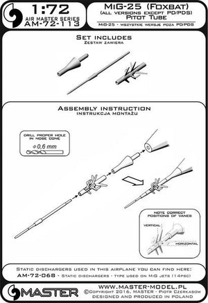 Master AM-72-113 MiG-25 (Foxbat) (all versions except PD/PDS) - Pitot Tube 1/72 – Bild 4