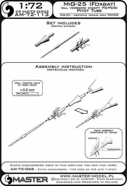 Master AM-72-113 MiG-25 (Foxbat) (all versions except PD/PDS) - Pitot Tube 1/72 – Bild 4