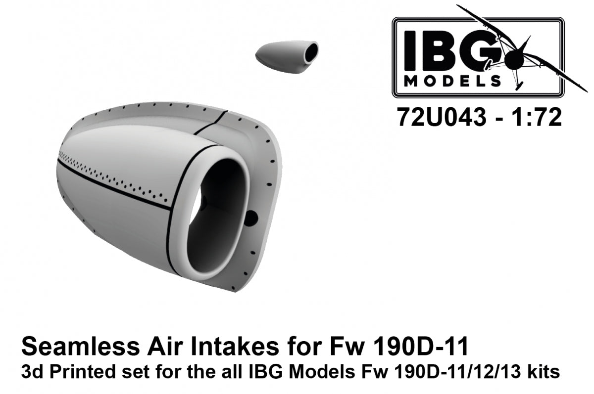 Prises d&amp;#39;air sans soudure IBG 72U043 pour Fw 190D-11/12/13 1/72