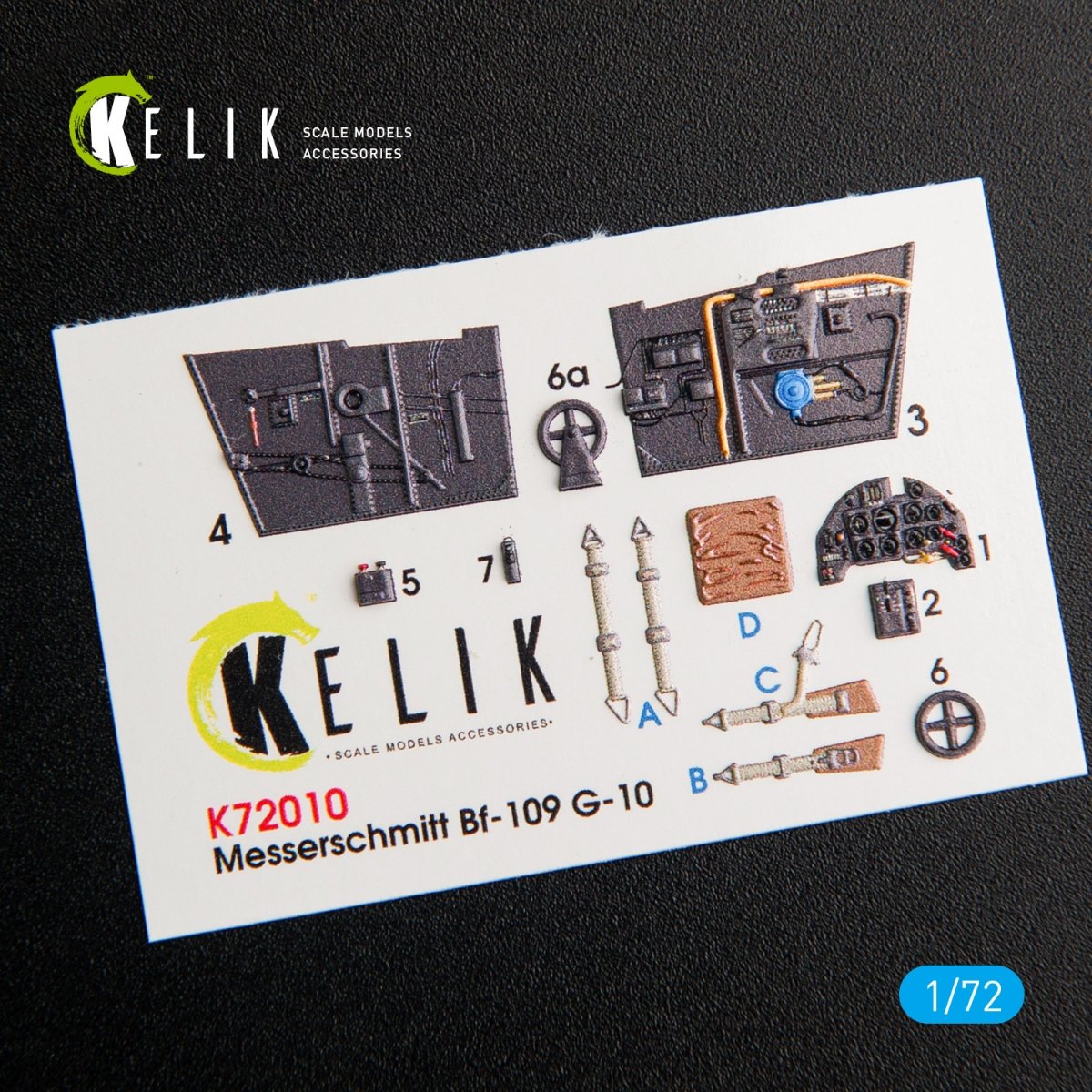 KELIK K72010 BF109-10G INTERIOR 3D DECALS FOR FINE MOLDS KIT 1/72 – image 2