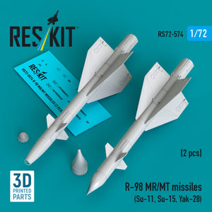 RESKIT RS72-0574 R-98 MR/MT missiles (2 pcs) (3D Printed) 1/72