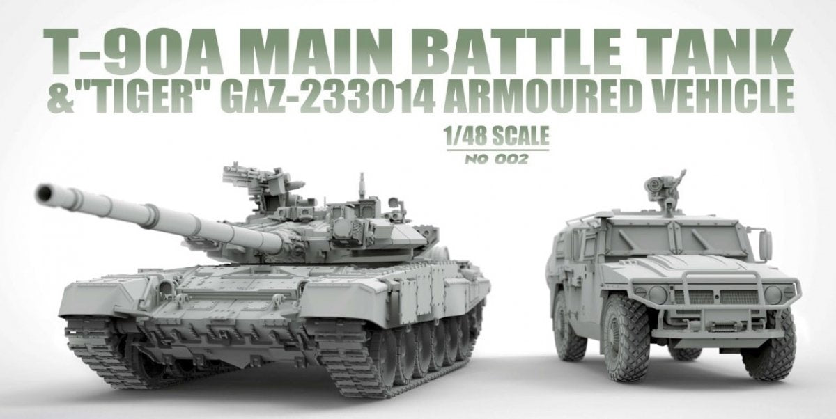Suyata NO-002 T-90A Char de combat principal et « Tigre » Gaz-233014 Véhicule blindé 1/48 – image 2