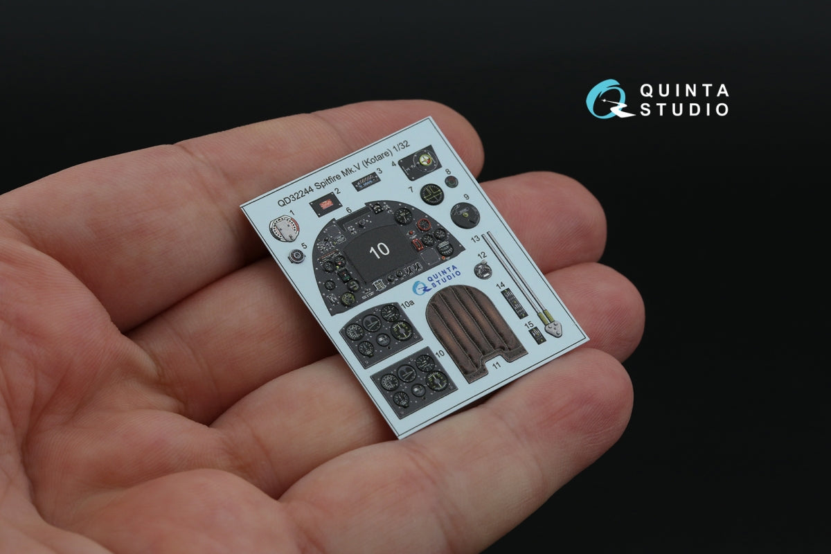 Quinta Studio QD32244 Spitfire Mk.V 3D-Printed &amp;amp; coloured Interior on decal paper (Kotare) 1/32 – immagine 6