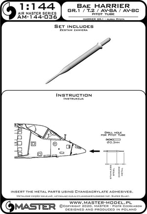 Master AM-144-036 Harrier GR.1 / T.2 / AV-8A / AV-8C - Rurka Pitota 1/144 – immagine 3