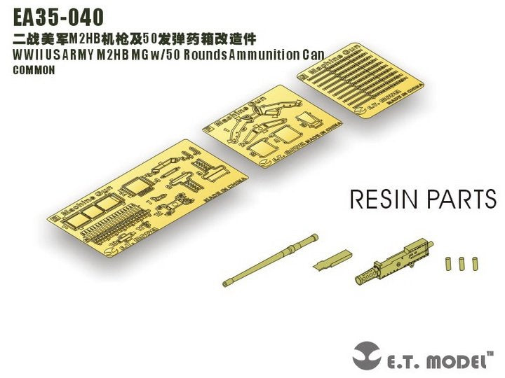 E.T. Model EA35-040 WWII US ARMY M2HB MG w/50 Rounds Ammunition Can 1/35 – Bild 2