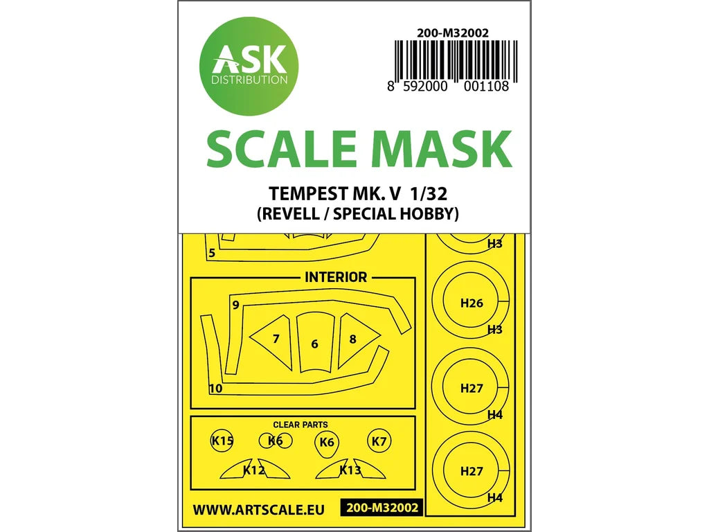 Art Scale Kit M32002 Hawker Tempest Mk.V Double-Sided Painting Mask for Revell/Special Hobby 1/32