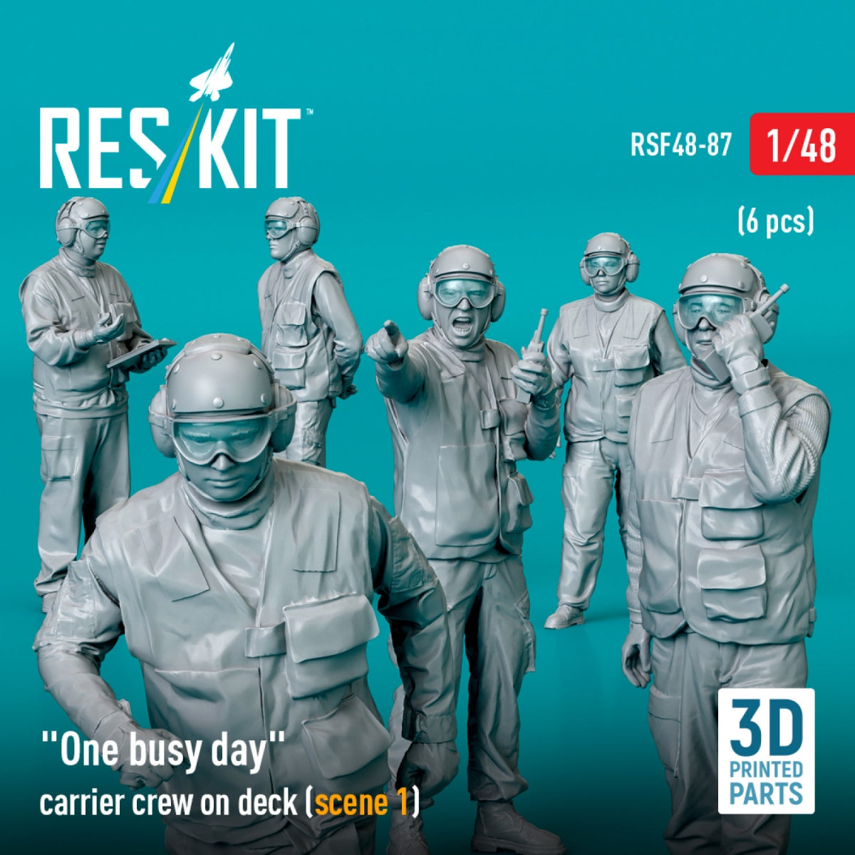 RESKIT RSF48-0087 &amp;quot;One busy day&amp;quot; carrier crew on deck (scene 1) (6 pcs) (3D Printed) 1/48 – Bild 2