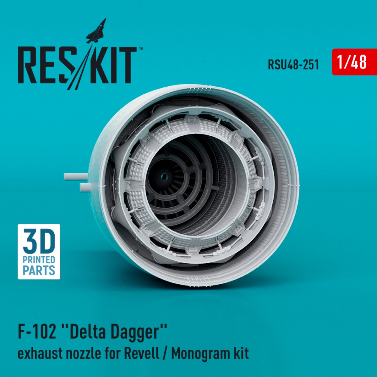RESKIT RSU48-0251 F-102 &amp;quot;DELTA DAGGER&amp;quot; EXHAUST NOZZLE FOR REVELL / MONOGRAM KIT (3D PRINTED) 1/48 – immagine 2