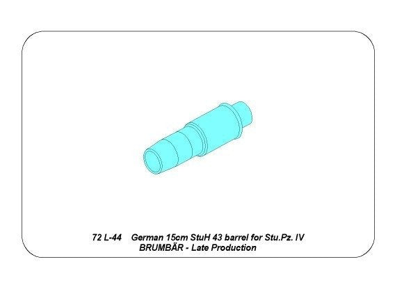 Aber 72L-44 Lufa 15cm StuH 43 do działa pancernrgo Stu.Pz. IV BRUMBAR – późna wersja / German 15cm StuH 43 Barrel for Stu.Pz. IV BRUMBAR – middle/late version 1/72 – imagen 5