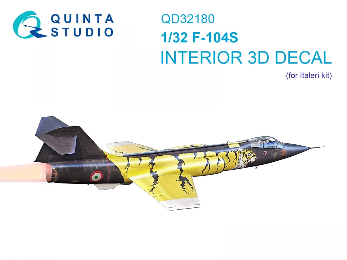 Intérieur coloré imprimé en 3D sur papier décalcomanie Quinta Studio QD32180 F-104S (Italeri) 1/32