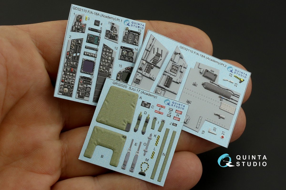 Quinta Studio QD32110 F/A-18A 3D-Printed &amp;amp; coloured Interior on decal paper (Academy) 1/32 – imagen 2