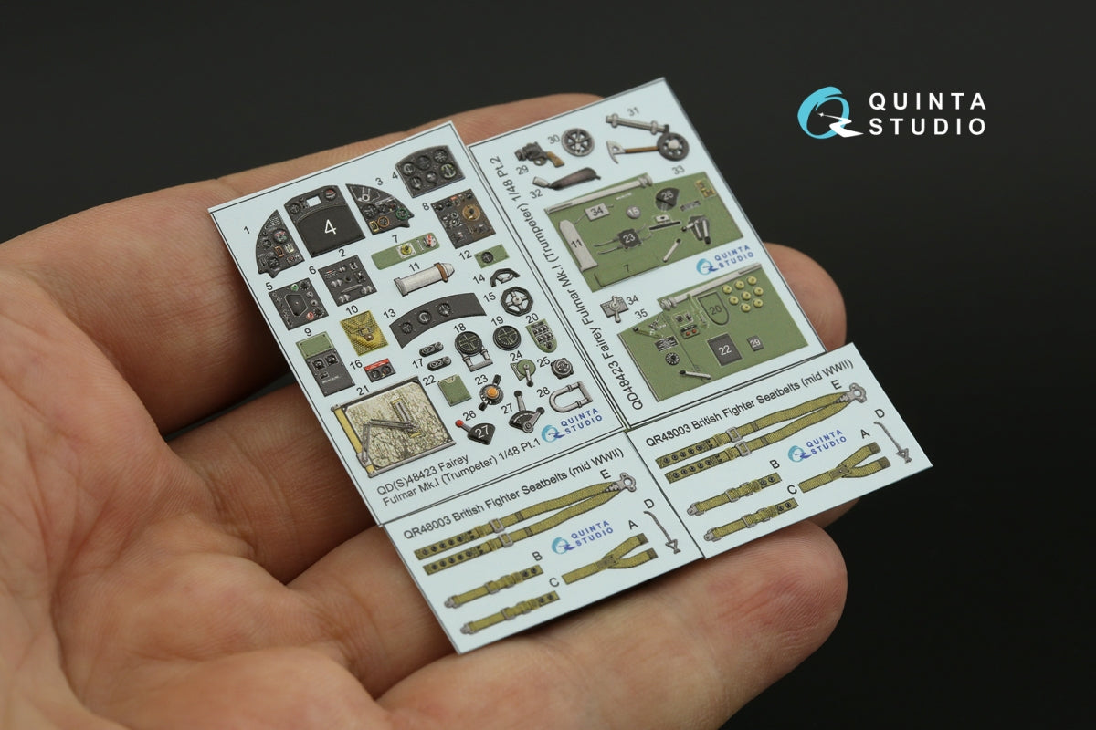 Quinta Studio QD48423 Fairey Fulmar Mk.I 3D-Printed &amp;amp; coloured Interior on decal paper (Trumpeter) 1/48 – Bild 3