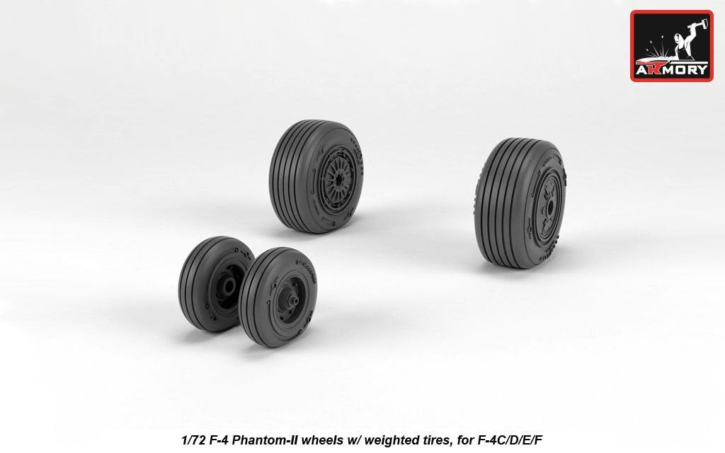 Armory Models AW72329 F-4 Phantom-II wheels w/ weighted tires, mid 1/72 – immagine 4