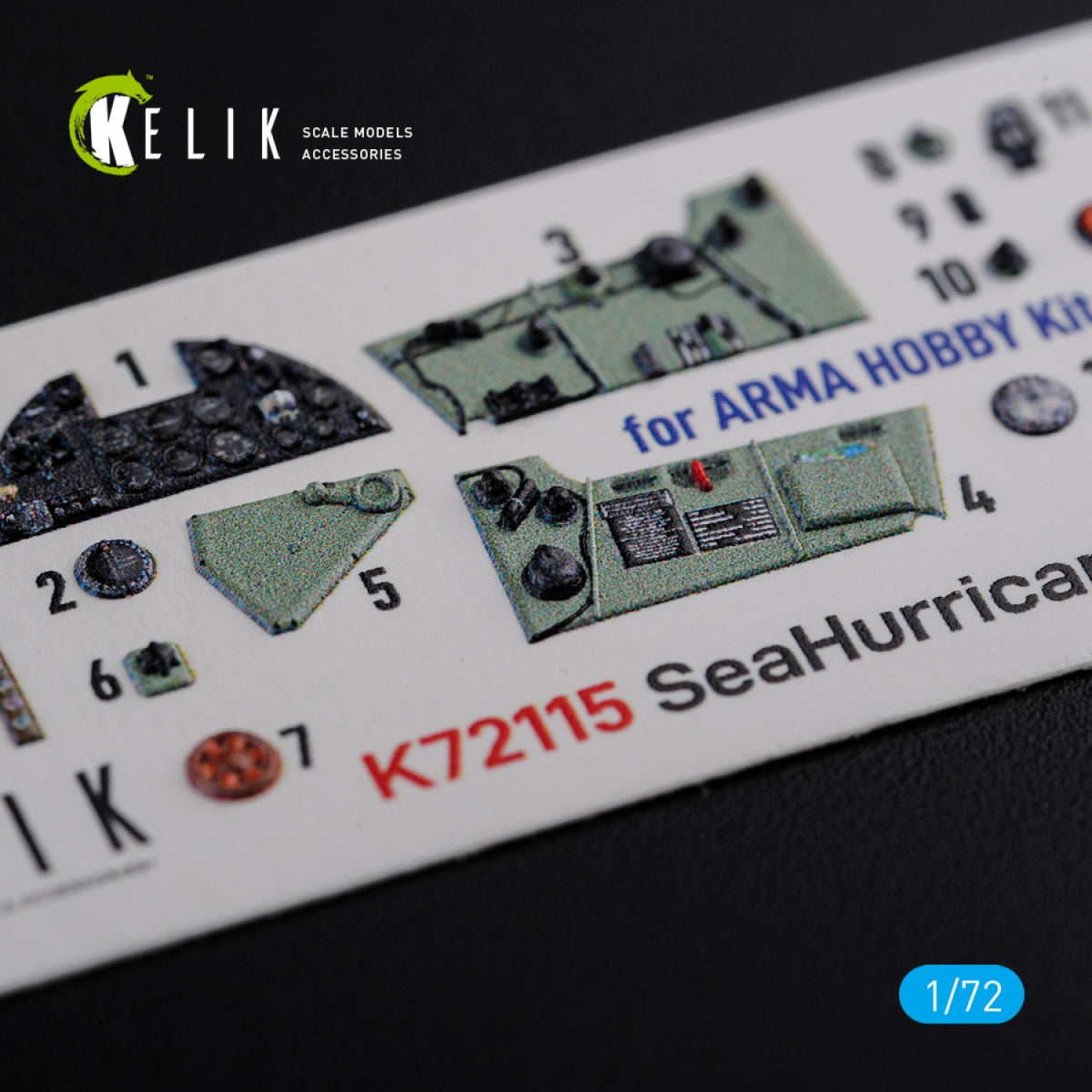Décalcomanies 3D intérieures KELIK K72115 Sea Hurricane Mk I pour maquette Arma Hobby au 1/72  – image 2