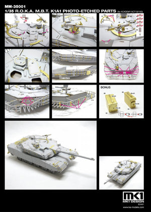 MK1 Design MM-35001 R.O.K.A K1A1 DETAIL-UP ETCHED PARTS 1/35 – immagine 2
