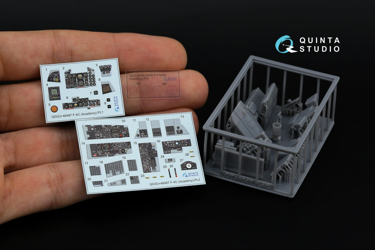 Quinta Studio QDS+48487 F-4C Phantom II Intérieur imprimé en 3D et coloré sur papier décalcomanie (Academy) (Petite version) (avec pièces en résine imprimées en 3D) 1/48  – image 2