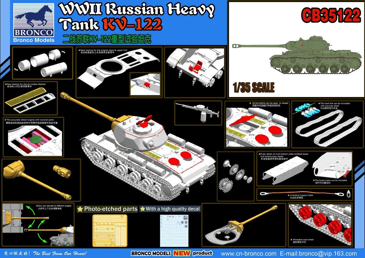Bronco CB35122 WWII Russian Heavy Tank KV-122 1/35 – immagine 2