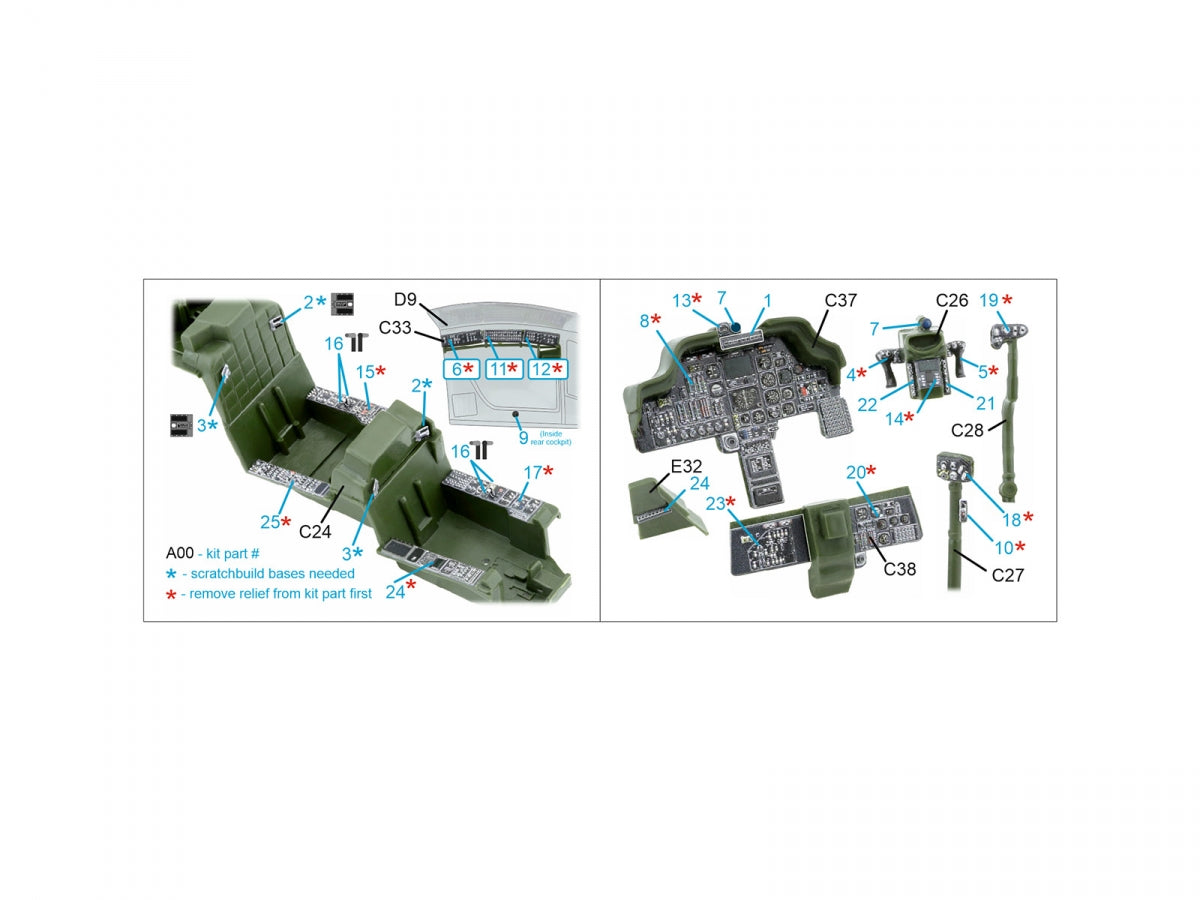 Quinta Studio QDS-48572 AH-64A 3D-Printed &amp;amp; coloured Interior on decal paper (Academy/Modelist) (small version) 1/48 – Bild 12