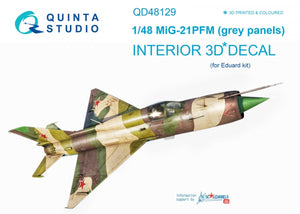Quinta Studio QD48129 MiG-21PFM (grey color panels) 3D-Printed &amp;amp; coloured Interior on decal paper (for Eduard kit) 1/48