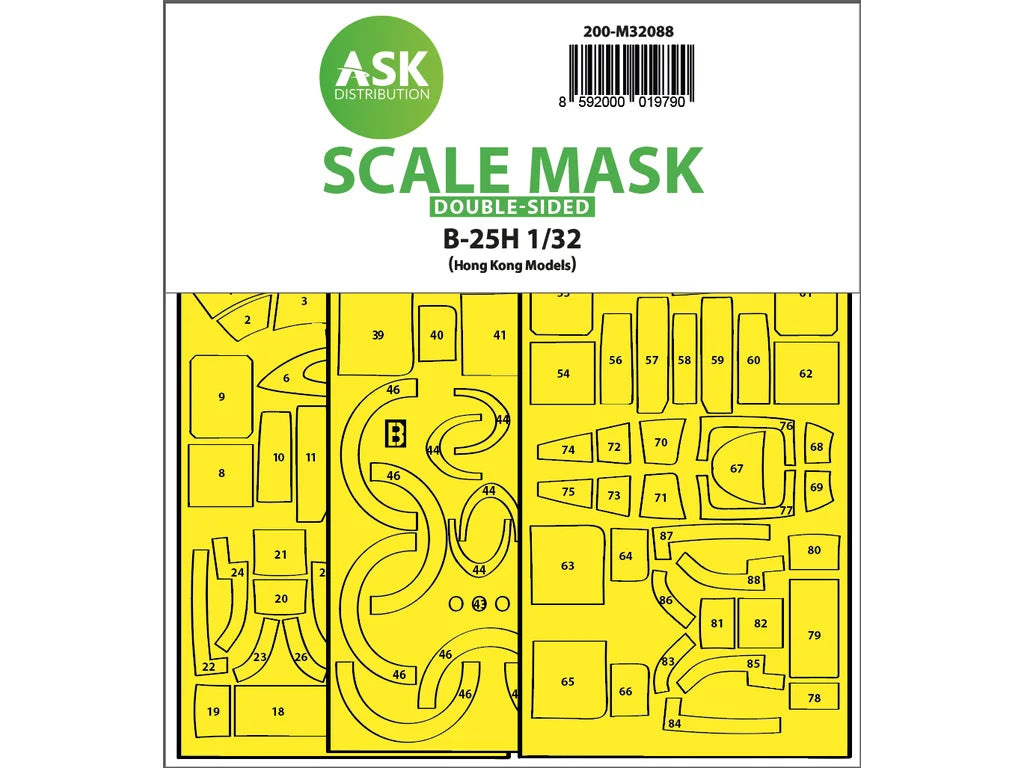 Art Scale Kit M32088 B-25H Mitchell Double-Sided Express Fit Mask for HK Models 1/32