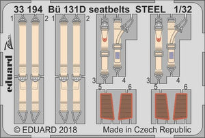 Ceintures de sécurité Eduard 33194 Bü 131D en acier ICM 1/32