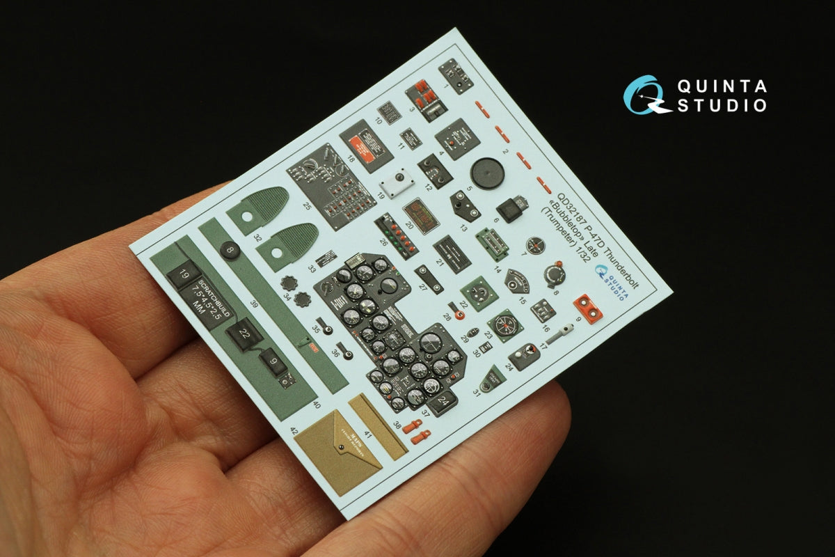 Quinta Studio QD32187 P-47D Thunderbolt Bubbletop (Late) 3D-Printed coloured Interior on decal paper (Trumpeter) 1/32 – immagine 5